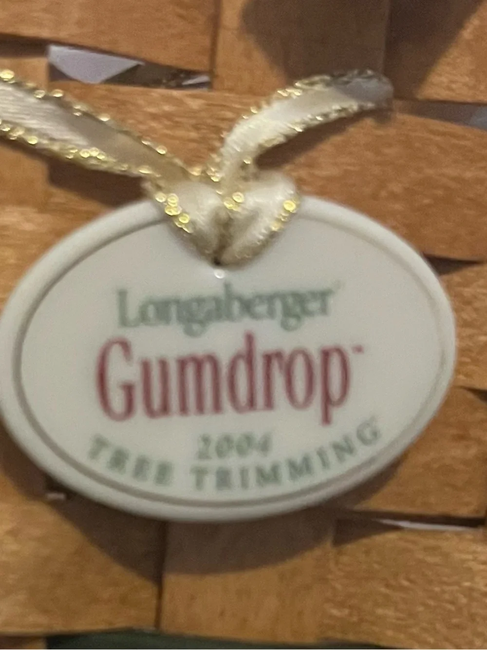 Vintage Longaberger 2004 Gumdrop Basket - tan and green. New!